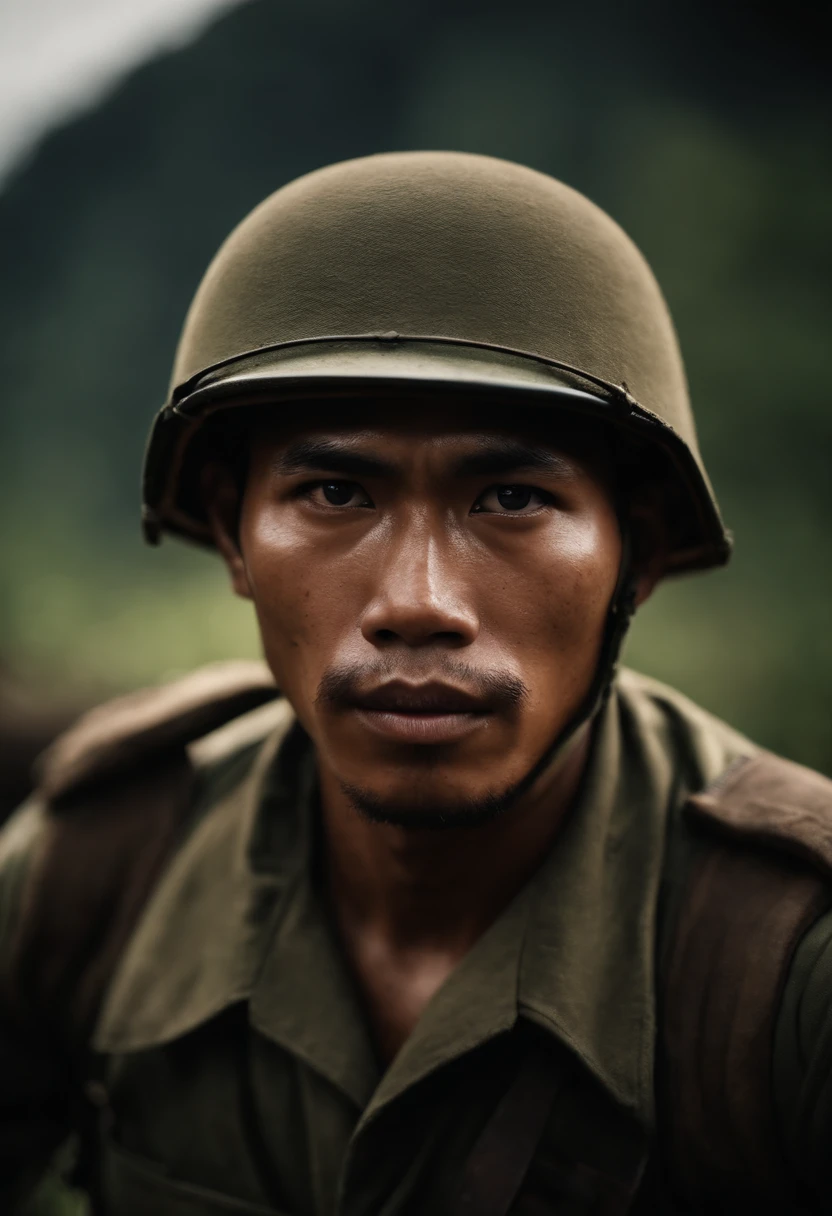 Portrait of an Indonesian army guerilla soldier in ww2