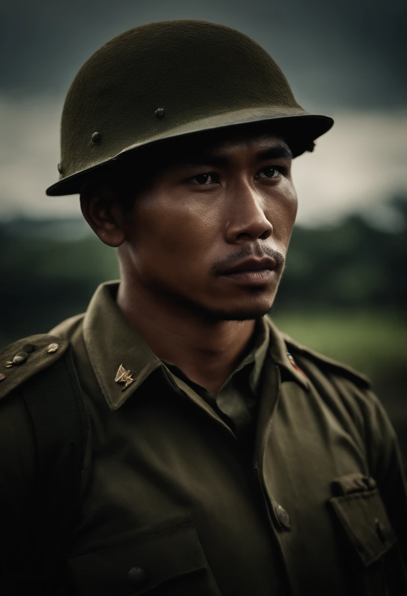 Portrait of an Indonesian army guerilla soldier in ww2