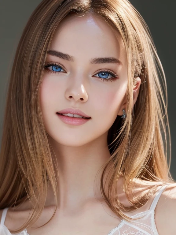 masterpiece,best quality,ultra-detailed,extremely detailed CG,unity 8k wallpaper,super detailed skin,perfect anatomy,cinematic lighting,beautiful detailed eyes, raw photo,photo reality,( Beautuful Women,super beautiful face, russian,1woman),full body shot,blond hear gray eyes,a smile,Weiblich sexy,white lingerie,