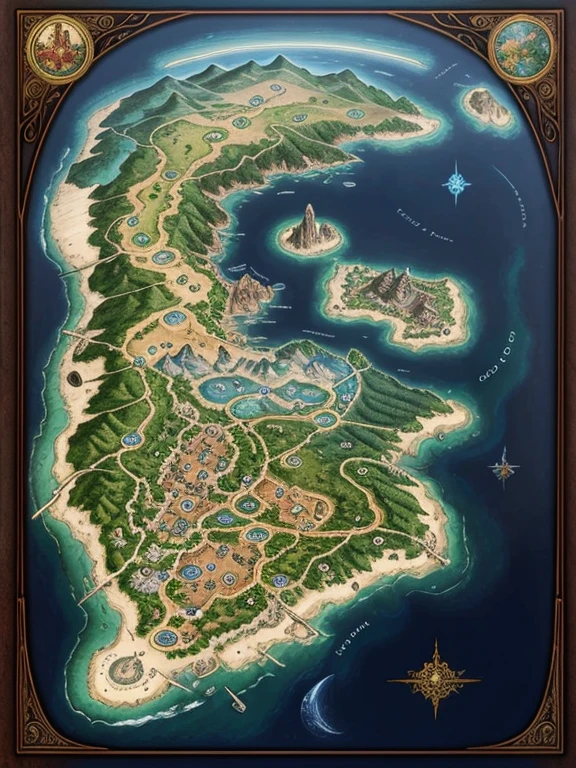 The map of the magical realms of Elysium is a masterpiece of an artifact , showcasing the diverse and enchanting landscapes of each realm.