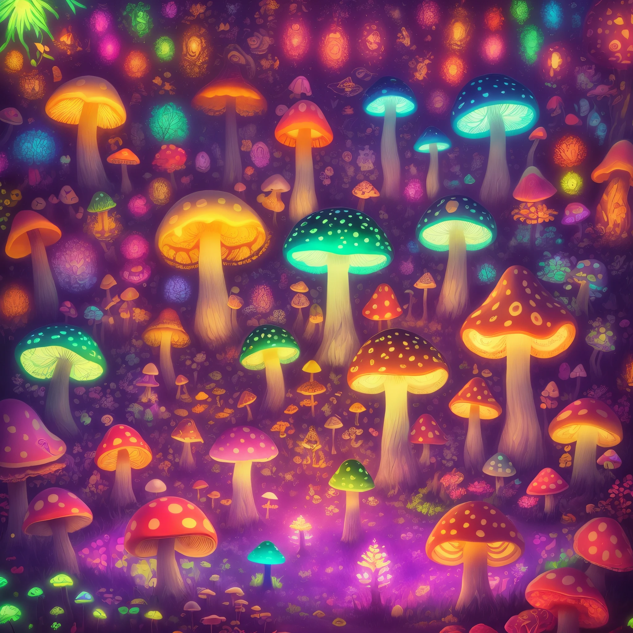 Mushroom, chocolate, bright, trippy, psychedelic, candy, fairies