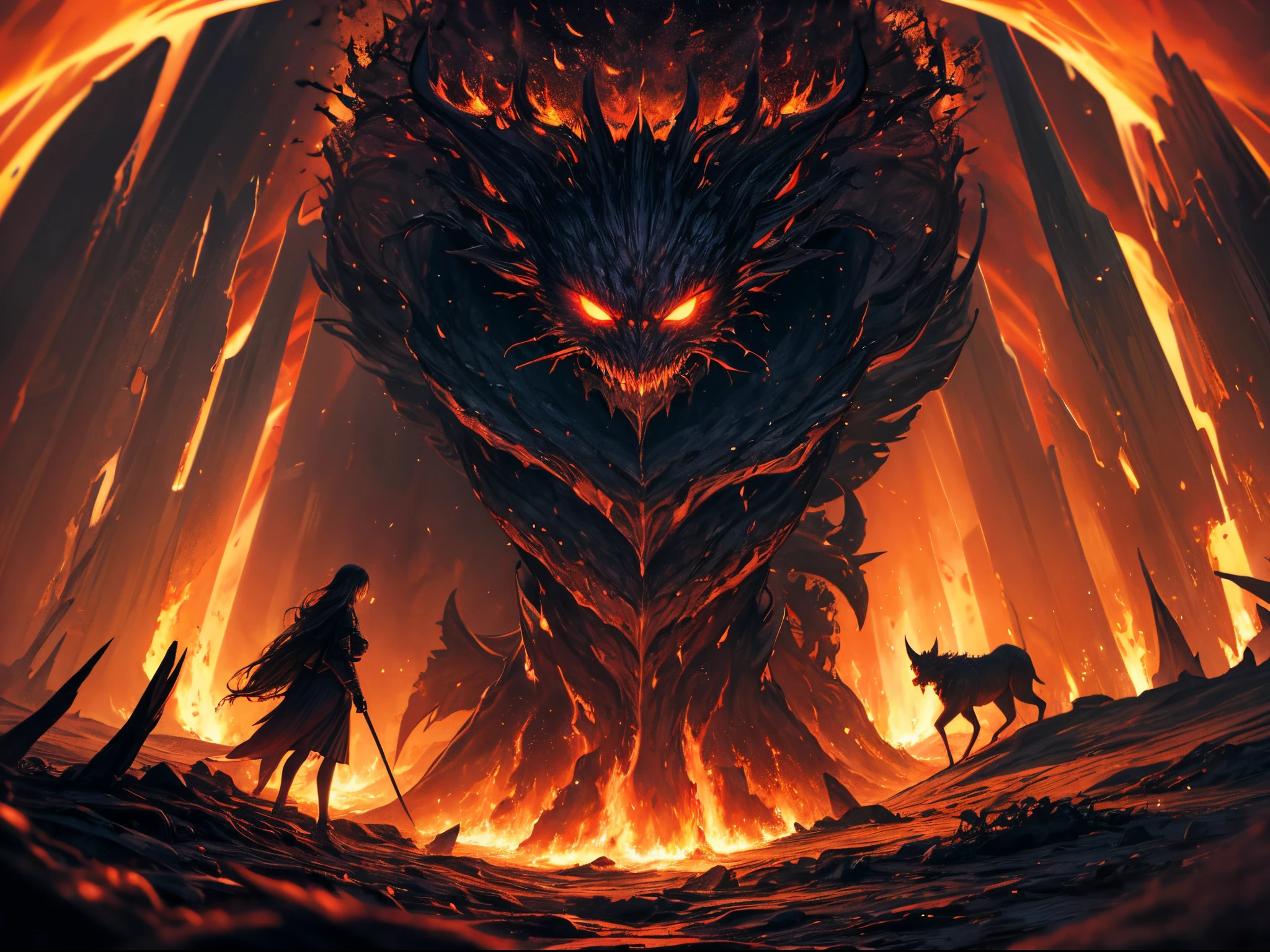 A world shrouded in darkness, where ominous whispers echo through twisted pathways and shadowy figures lurk in the shadows. The air thick with smoke and fire, brimstone and otherworldly energies collide, creating a landscape of ethereal and demonic figures. Vivid colors dance against a backdrop of light and darkness, as dramatic lighting casts intricate textures, and fiery explosions light up the burning skies.
Undulating clouds churn and morph, while strange creatures emerge from the depths, and gates of hell open, beckoning those who dare enter. Yet, a heavenly gate shines in the distance, offering a glimpse of hope amidst the chaos. Crashing waves of red-hot lava and jagged rocks give way to an unfathomable abyss, where fallen angels seek redemption, and glowing eyes peer from the depths.
The ultimate battle between good and evil rages on, with cosmic energy and mind-bending illusions. In this transgressive realm, one may experience a transformation from despair to hope, passing through a shimmering portal into the divine. As mythical creatures rise from the depths, celestial harmony emerges, bringing with it an overwhelming sense of peace.