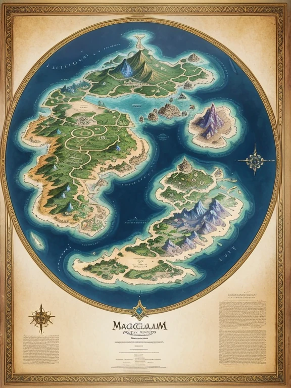 The map of the magical realms of  Elysium is a masterpiece of an artifact , showcasing the diverse and enchanting landscapes of each realm.