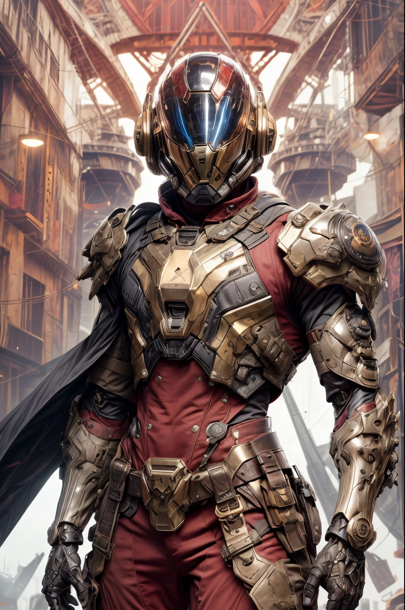 An epic and visually stunning digital artwork featuring a mid-30's feminine male astro marine with an full astro marine helmet and a flat masculine chest. The character is adorned in a scifi tactical armored trench coat, the armor plating on the upper arms and shoulders beautifully engraved. The image showcases the beauty and elegance of the character, capturing their flamboyant essence and heavy tactical goth aesthetic. The character has bright piercing beautifully rendered brass colored eyes that stand out against their helmet visor. The character also possesses androgynous features, with slim yet heavily muscled physique, sylphlike with a beautiful feminine waist and toned yet beautifully sleek cybernetic arms, gothic tribal markings flowing up their abs and down their arms, adding to their unique appearance, extremely beautiful eyes, extremely detailed eyes