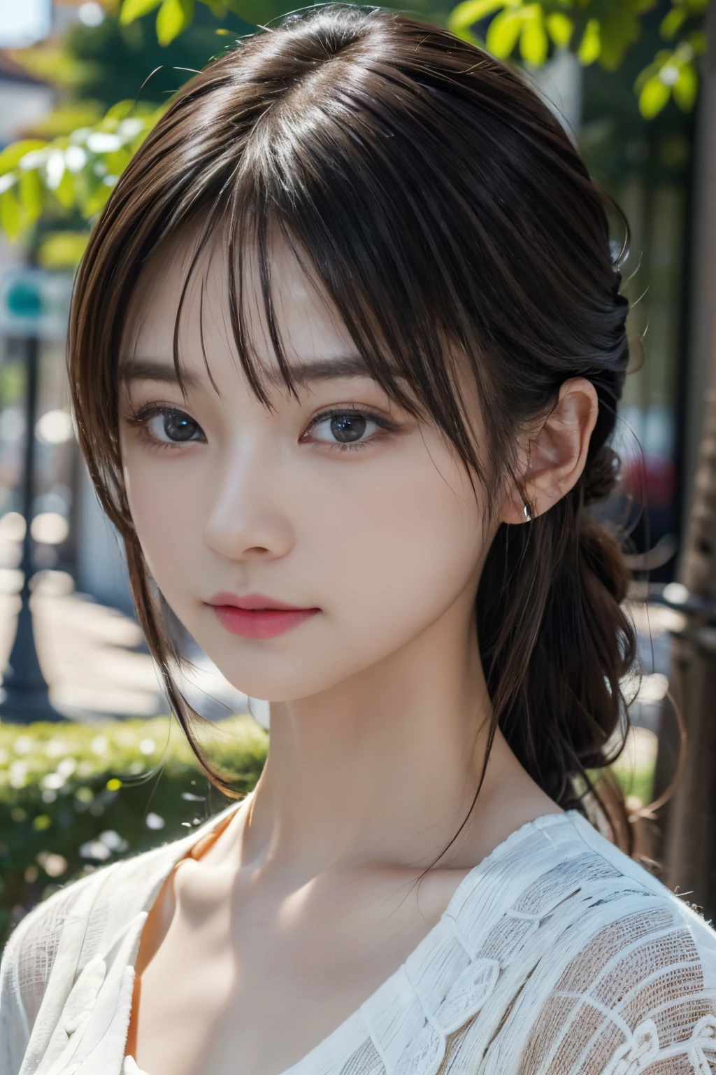 (A hyper-realistic) , (photographrealistic:1.4),(Increase the resolution), (8K), (ighly detailed), (beatiful detailed eyes), (best qualtiy), (ultra-detailliert), (masterpiece), (wall-paper), (详细的脸), 独奏,1 rapariga, perfect beautiful japanese woman:1.4、25-years old、looking at the viewers, delicate detail, A detailed face, hair messy, asymmetrical bangs,