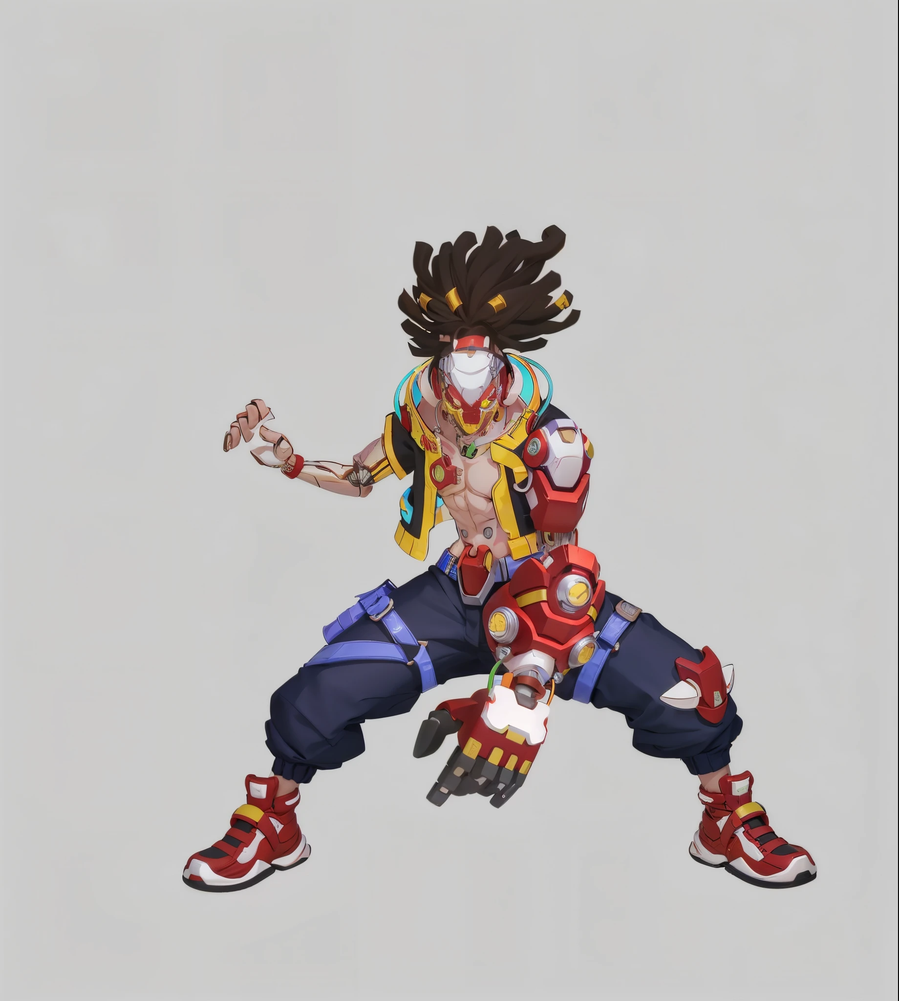 ((Best quality)), ((tmasterpiece)), (The content is very detailed:1.3), 3D,full-body portraits,Mechanical masks,son goku,Cinematic lighting effects