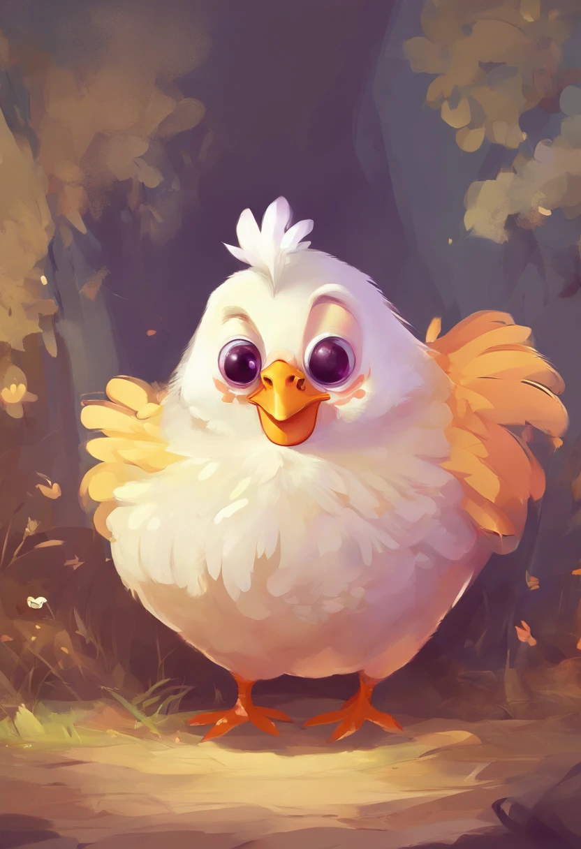happy cute fat chicken with big eyes