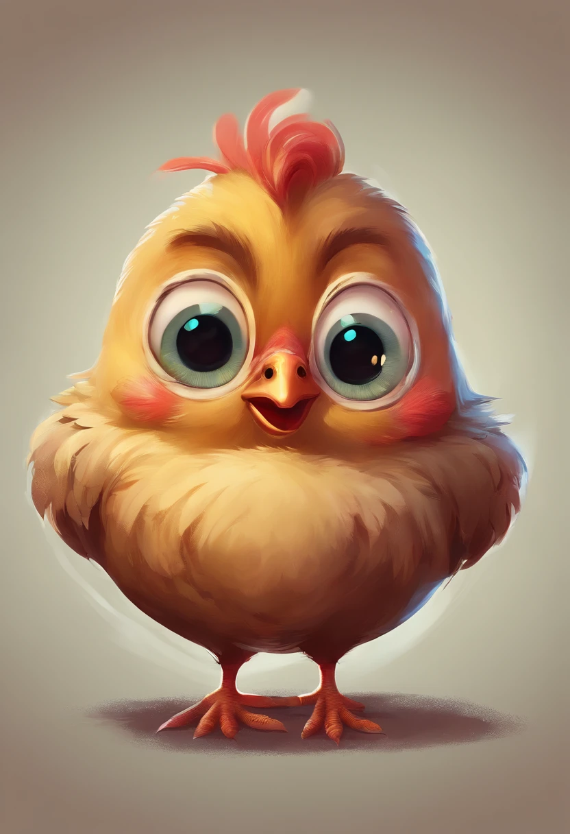 happy cute fat chicken with big eyes