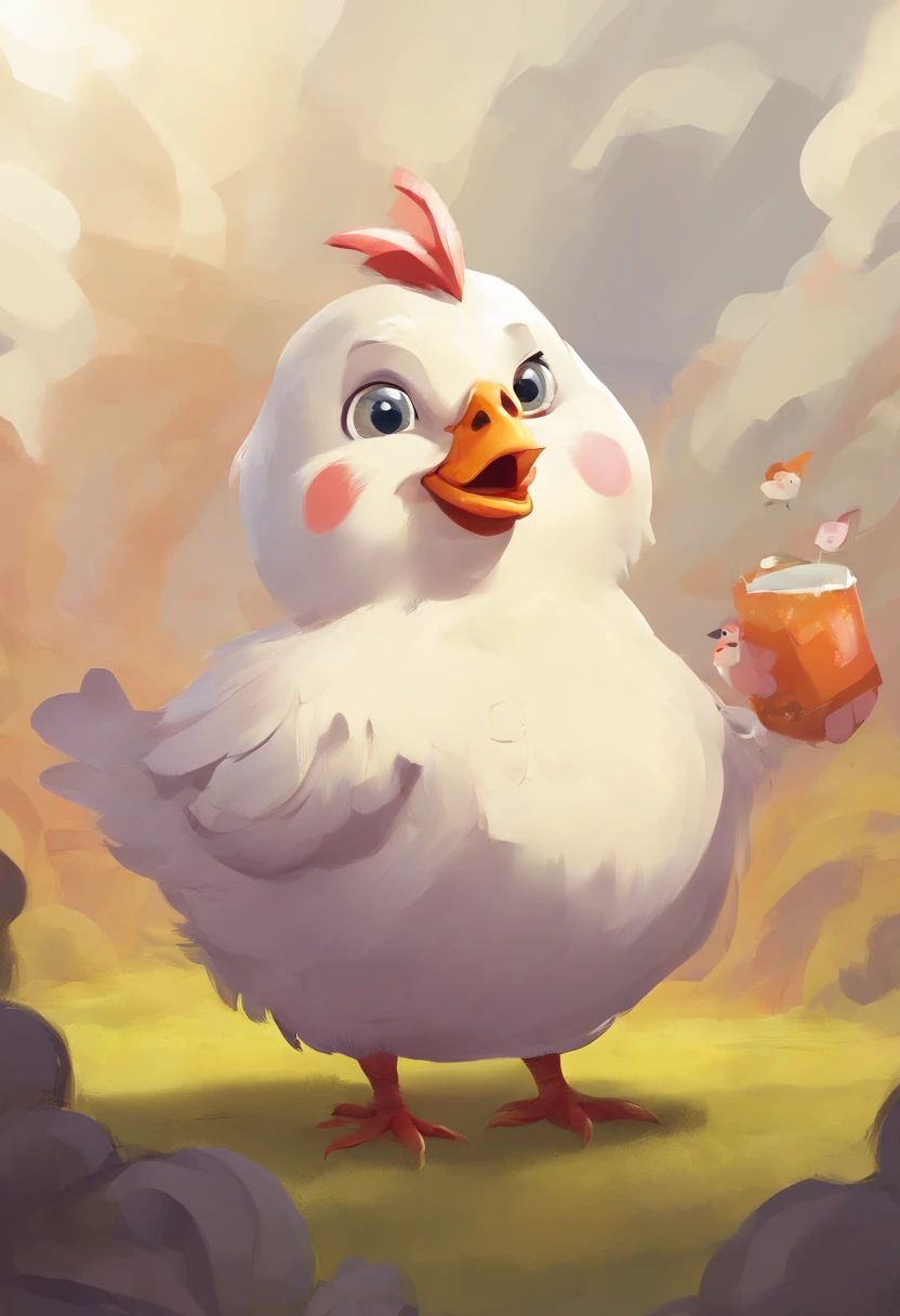 happy cute fat chicken