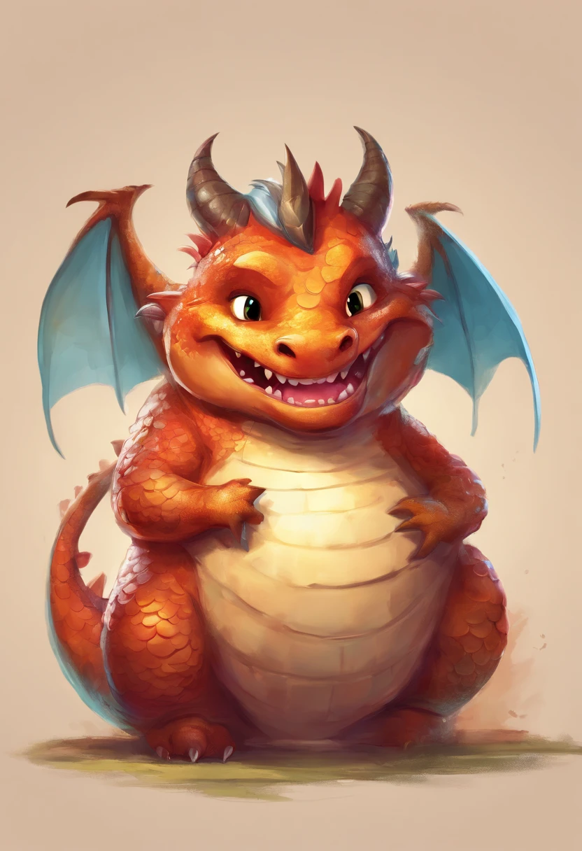 happy cute fat dragon