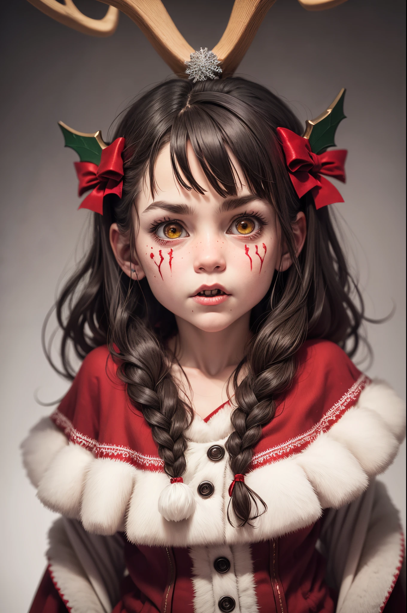 Krampus, christmas reindeer, terrible look christmas background, horror monster