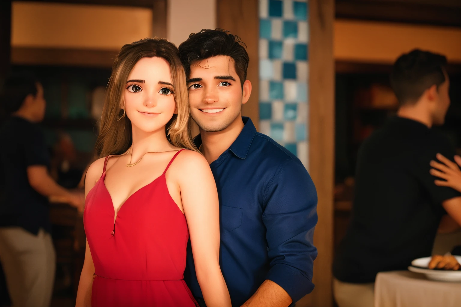a beautiful couple pose to de camera