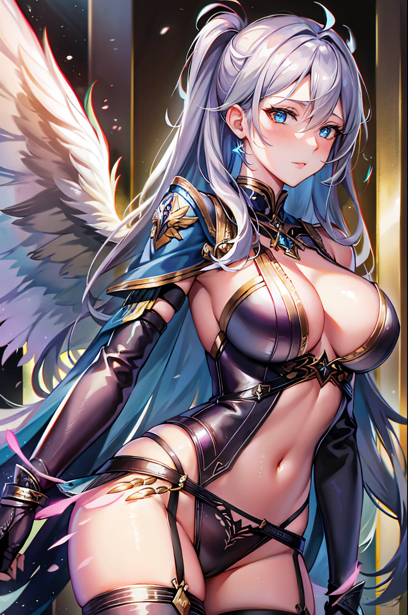 valkyria, exuberant wings, full breasts, beautiful face, withering gaze --auto --s2