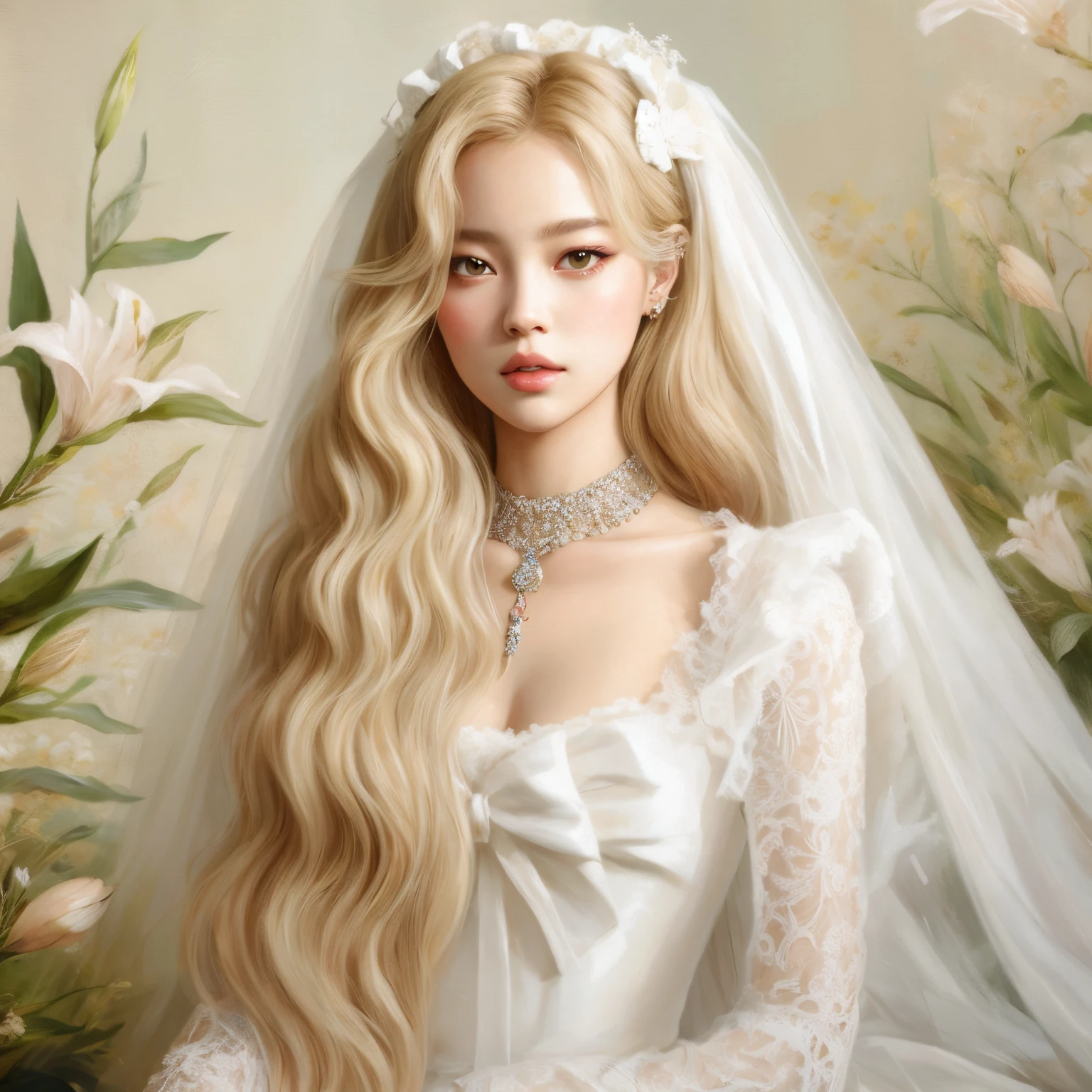 A closeup of a woman in a wedding dress with a veil, Arte no estilo de Guweiz, Obra-prima de Guweiz, exquisite digital illustration, Guweiz, No estilo de arte de Bowater, Lalisa Manobal, Beautiful digital illustration, trending on artstration, Retrato de Jossi de Blackpink, pintura digital elegante