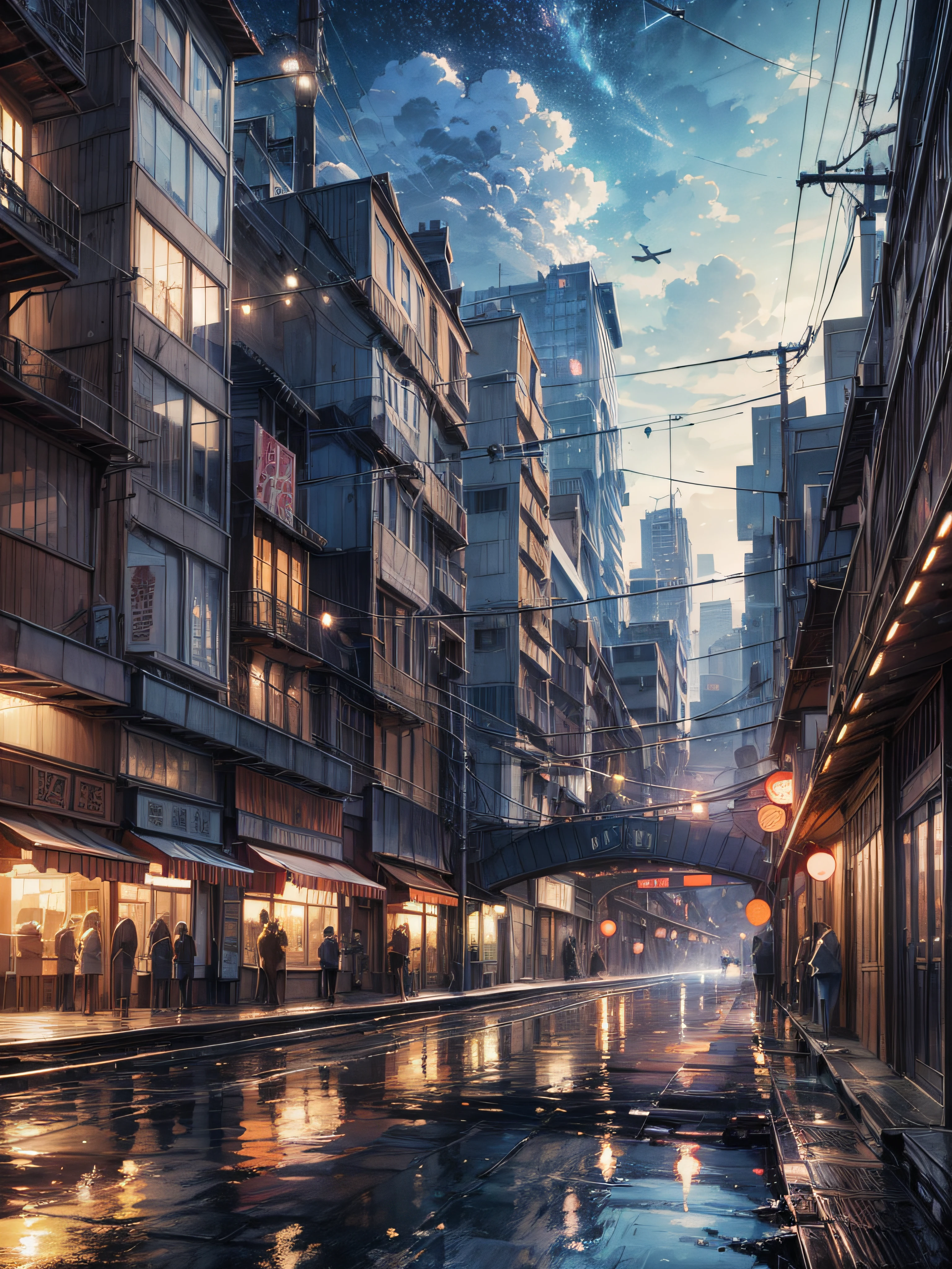 High Quality Masterpiece, landscape, (Anime train passing through a body of water on the tracks), Bright starry sky. Break Romantic Train, pixiv, Concept art, Laffy art style, reflection. by makoto shinkai, lofi art, beautiful anime scene, Scenery of Break Anime, detailed scenery —width 672, in the style of makoto shinkai, style of makoto shinkai, Enhanced details, BREAK,Detailed,Realistic,4K highly detailed digital art,Octane Render, bio luminescent, Break 8K resolution concept art, Realism,by Mappa Studios,masutepiece,Best Quality,Official art,Illustration,ligne claire,(Cool_Color),Perfect composition,absurderes, Fantasy,Focused,thirds rule