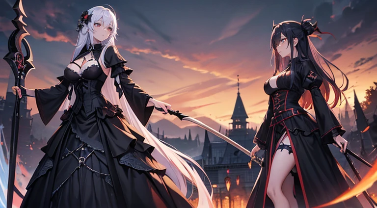 shinigami Grim Reaper's Scythe Tall Beauty long peach-colored hair huge tit Gothic dresses Dark Souls