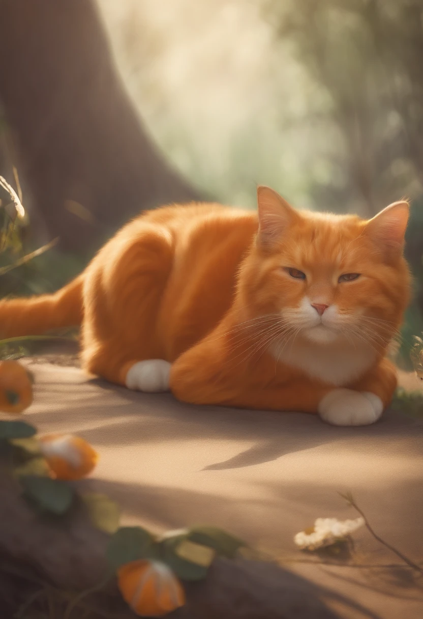 Cute big orange cat,Big belly, short thighs,Stick figure caricatures
