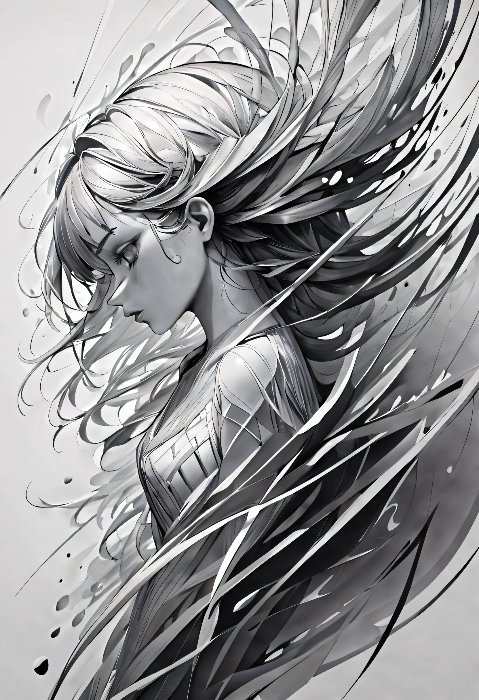 (best quality,4k,8k,highres,masterpiece:1.2),ultra-detailed,(realistic,photorealistic,photo-realistic:1.37),ink,pen and ink,expressive lines,detailed lines,fine details,black and white,abstract,contemporary,contrast,shadows,curves,fluid,organic,flowing lines,hatching,cross-hatching,dramatic,dynamic,graceful,line weight control,precision,ink splatters,textured strokes,geometric shapes,vibrant,monochrome,light and shadow play,composition,visual rhythm,creative energy,layers of lines,interplay of light and dark,depth and volume,emphasis on form,artistic freedom
