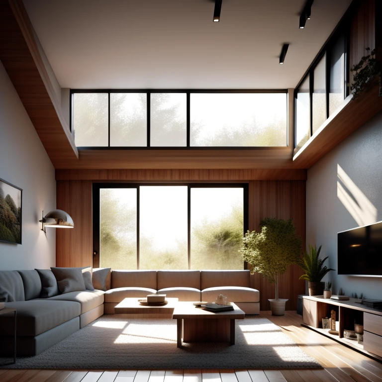 Interior design,insanely detailed wide angle architecture photography, cozy contemporary living room,(bright warm sunlight 1:0.1), award-winning contemporary interior design, scenery, table, chair, indoors, wooden floor, window, restaurant, east asian architecture, sliding doors, lamp, architecture, forest, nature, cup, girl，TV，plant,INTERIOR DESIGN,intersting lights and shadows, Depth of Field,low light,，