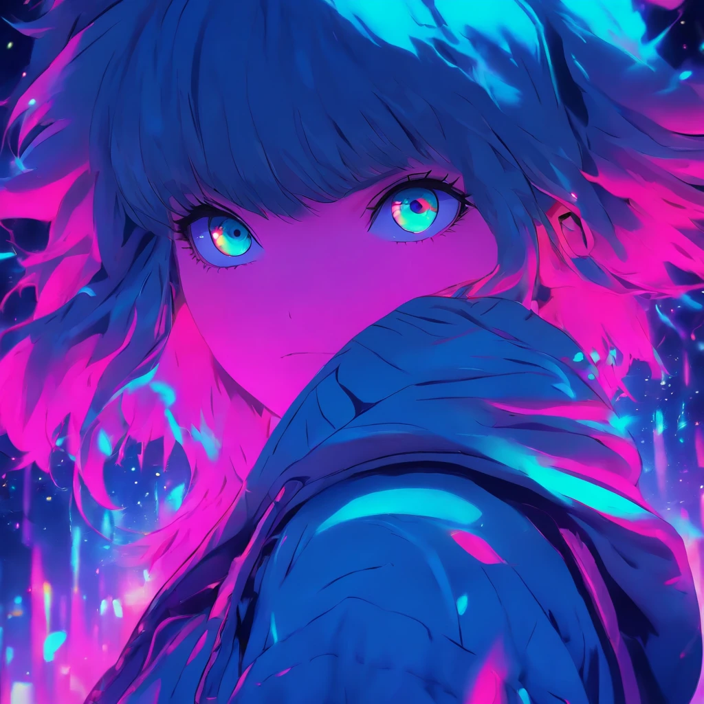 (Blue pupil), Superior Quality, ​masterpiece, High resolution, 8K, cute girl wearing a hoodie, girl with, detailed line art,  digital improvement, shut, Anime Core, fluid fabric，rot，Torogao，Multiple expressions，I see a look of peace in my eyes，Galaxy in the Eye