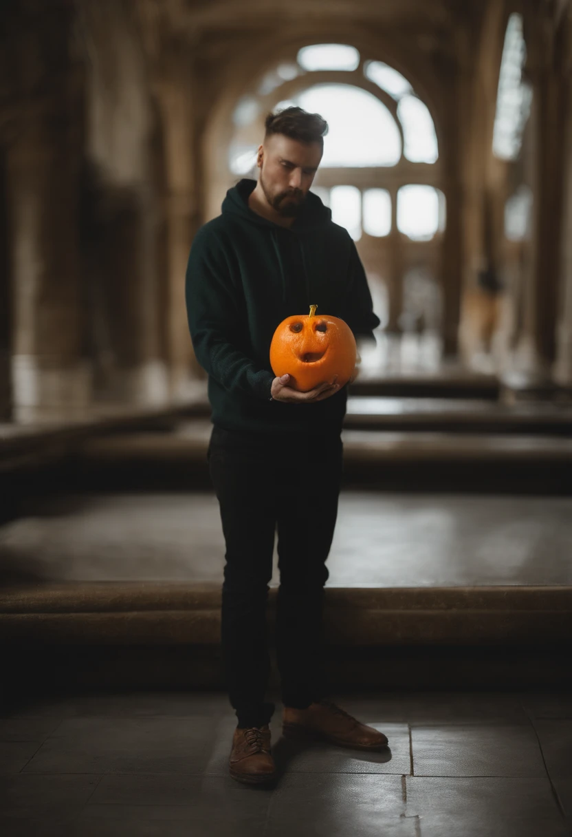 Make a set of emoticons,Big fat orange wearing a sweatshirt,The expression is flattering,Oranges in the left hand and chestnuts in the right hand,Written with interesting words "Big Orange and Italy"