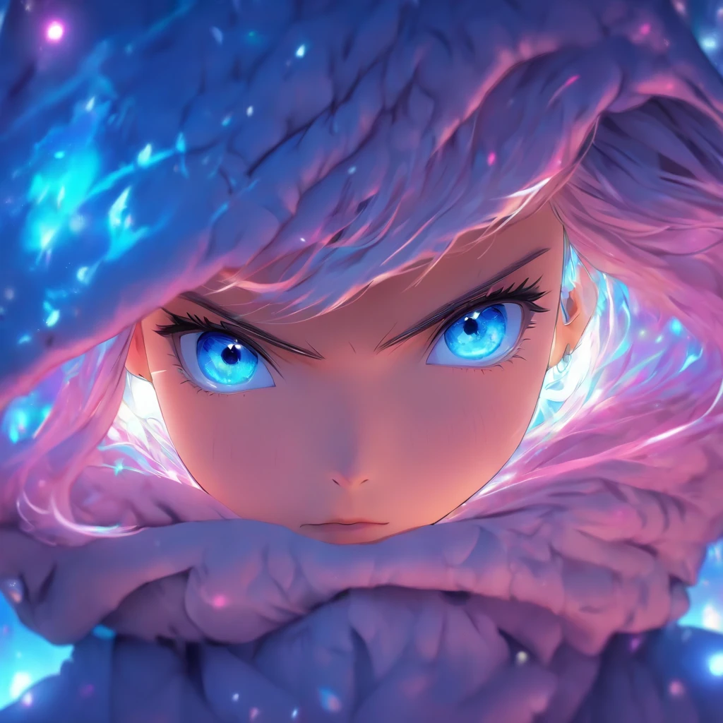 (Blue pupil), Superior Quality, masterpiece, High resolution, 8K, cute girl wearing a hoodie, girl with, detailed line art, digital improvement, shut, Anime Core, fluid fabric,rot,Torogao,Multiple expressions,I see peace in my eyes,Galaxy in the eye:1.3