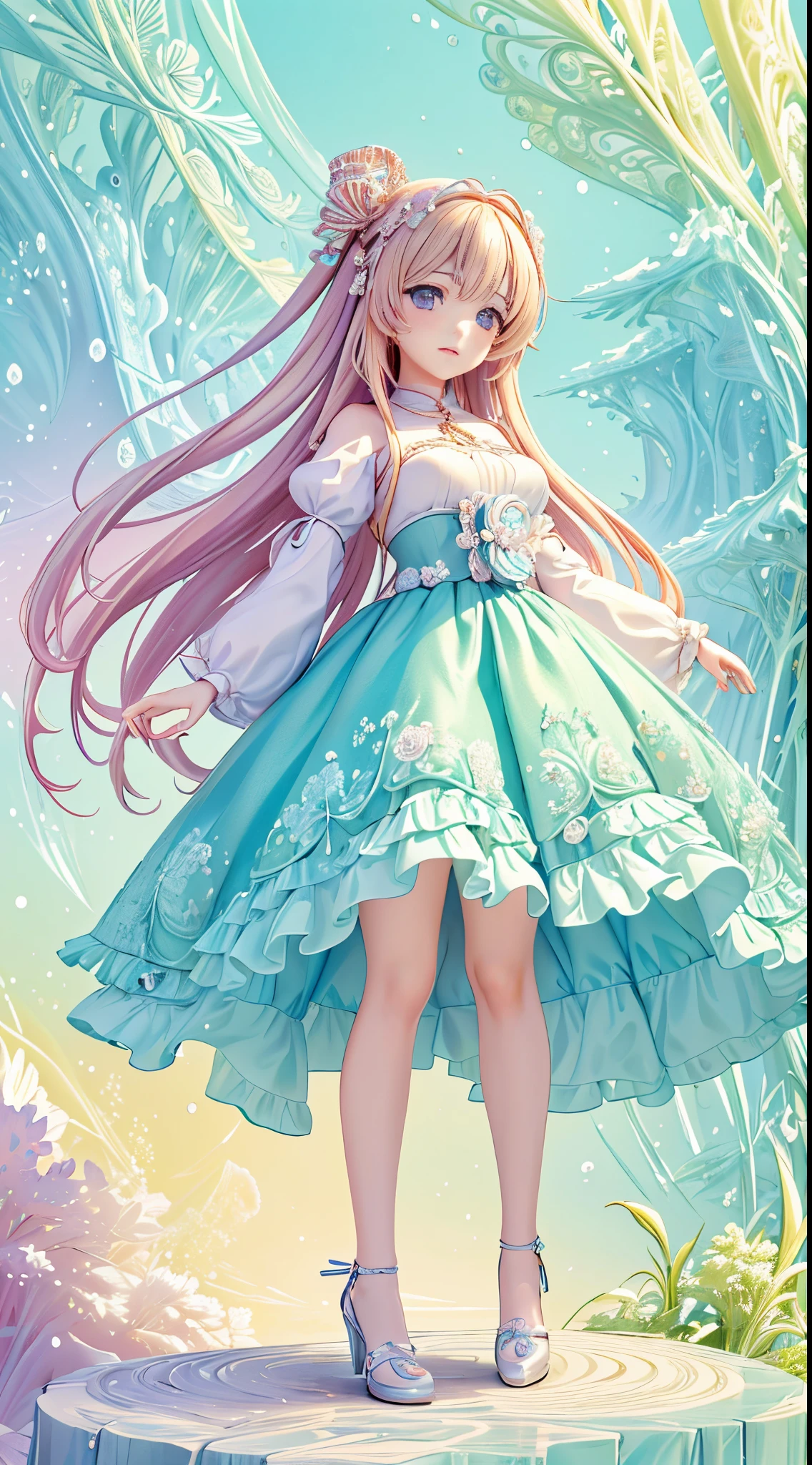 (ultra-detailliert、masterpiece、top-quality、top-quality、anime illustrated、Official art、Beautifully Aesthetic:1.2)、2D beautiful girl、(1girl in:1.3)、(Fractal Art:1.3)、
