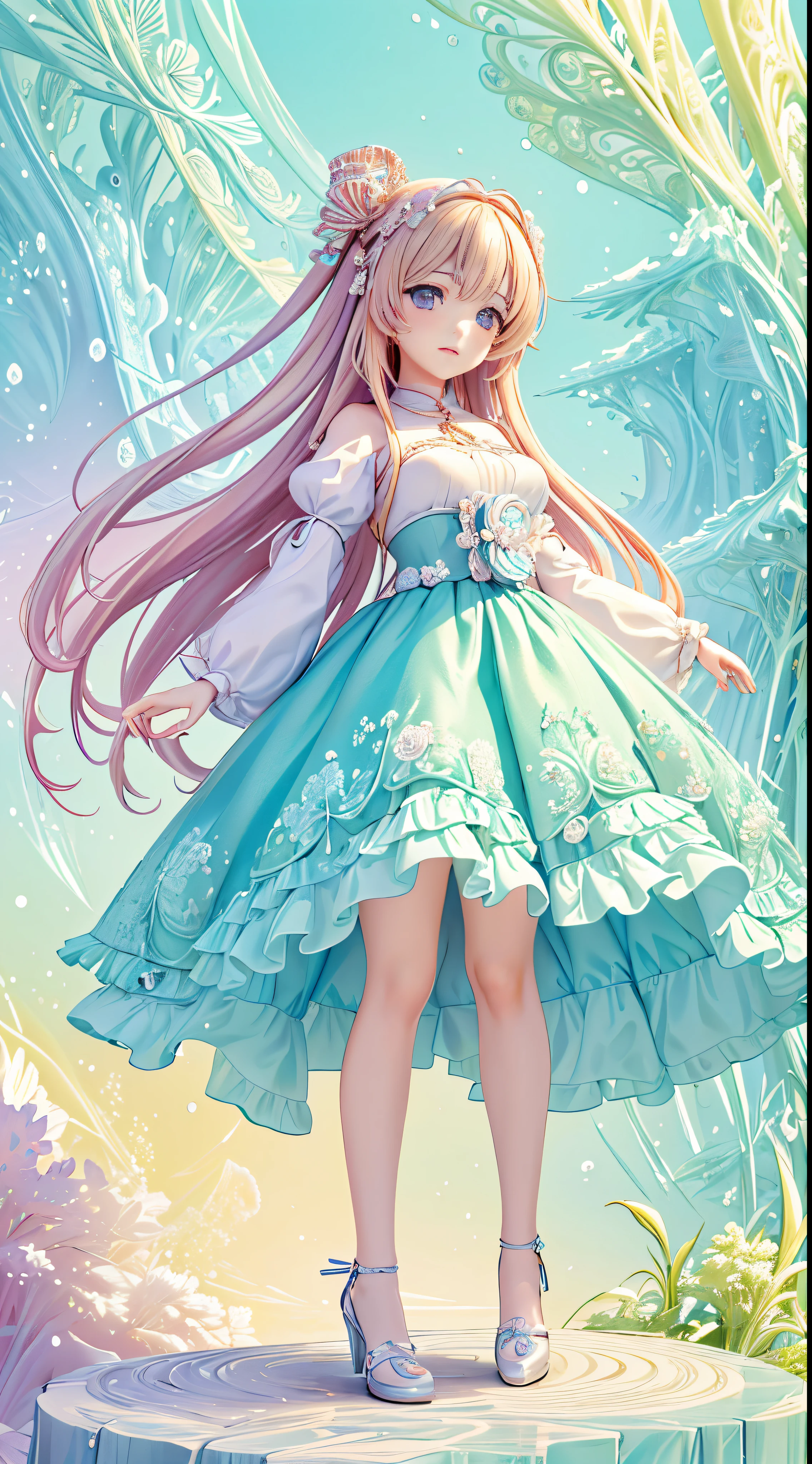 (ultra-detailliert、masterpiece、top-quality、top-quality、anime illustrated、Official art、Beautifully Aesthetic:1.2)、2D beautiful girl、(1girl in:1.3)、(Fractal Art:1.3)、