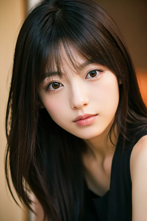 (8K, Raw photography, top-quality, masterpiece:1.2), nffsw, 1girl in, 3 d, Asian, bangss, Bare_shoulders, breastsout, brown_Eyes, brown_hair, cleavage of the breast, greys_Background, s lips, long_hair, Dim room with natural light、up looking_で_viewer, a navel, realisitic, 独奏, The upper part of the body_Body, Poses、shinny skin、Beautiful delicate face、Beautiful delicate eyes、(realisitic、Photo Real:1)、laying down on the bed、(8K, Raw photo, Photorealistic:1.25) ,( lipgloss, Eyelashes, gloss-face, Glossy skin, Best Quality, 超A high resolution, depth of fields, chromatic abberation, Caustics, Broad lighting, Natural Shading,Kpop Idol) looking at viewer with a serene and goddess-like happiness, Baby face, chest girth is 100 cm, Waist is 50cm, Hips are 100cm, Perfect , NSFW, fluffy and soft hair,,Sexy、Perfectly beautiful neat sexy face and big eyes、Western 25-year-old woman with cartoonish face、(NSFW: 3), (nudde: 2.6),Sexy bumps on the chest, high detailing, 真实感, High resolution in 8K, ccurate, tre anatomically correct, 3), (NSFW: 5), slim figure,tre anatomically correct, A live-action masterpiece, top-quality, hight resolution, (portrait shooting: 1.5) (nudde: 2.5), high detailing, 真实感, ccurate,Spread your legs、One leg is raised,full of sweat、She stares at me with big teary eyes..Angle looking down from above、Slightly open mouth、Duck mouth、Not wearing pants、Her pubic area looks perfectly detailed、fullnude、lying on the bed、fullnude、Atmosphere like when you have ???、Sexual atmosphere、fullbody image、barechested