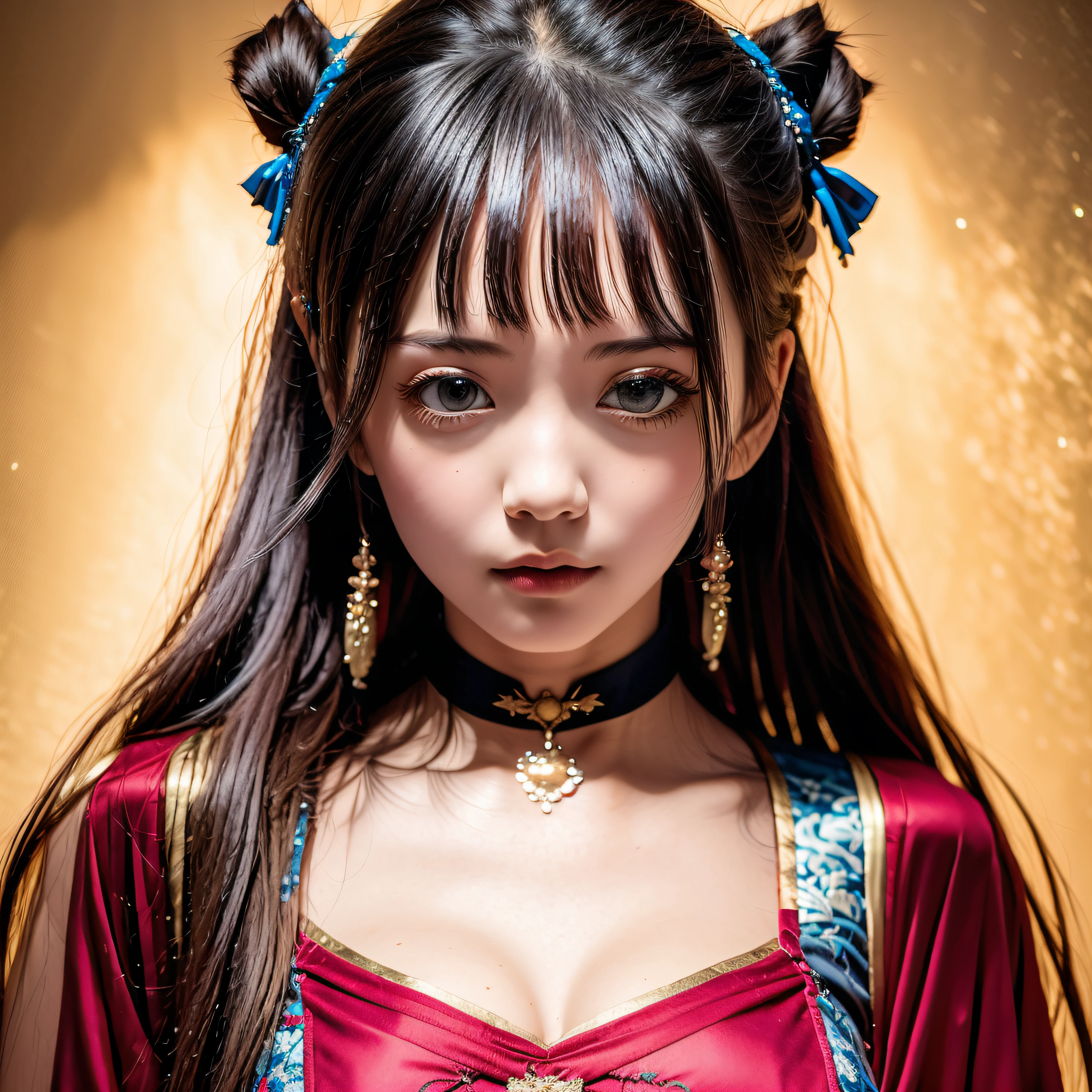 girl,exquisite facial features,Red clothes,Chinese woman,Chopping, v neck,8K分辨率,Real light