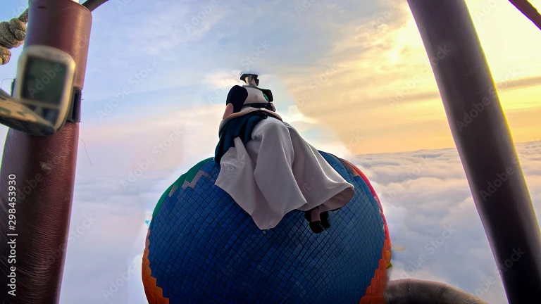((top-quality、in 8K、masterpiece:1.3、Raw photo))、((Japanese female idol riding a hot air balloon)), Super high quality photos, Hot air balloon flying high above the vast jungle, Under the balloon is a vast tropical jungle, (Photorealistic: 1.4), (hyper realisitic: 1.4), (Realistic: 1.3), (Smooth lighting: 1.05), (Improved film illumination quality: 0. 9), 32K, (Quality Improvement: 1.4), Cinematic lighting、((Hot air balloon flying high above the vast jungle)), ((Japanese female idol riding a hot air balloon)), ((Perfect beauty)), ((Slim and beautiful proportions)), ((evening)), Very beautiful Japan idols, Slim legs, Wear a see-through shirt,