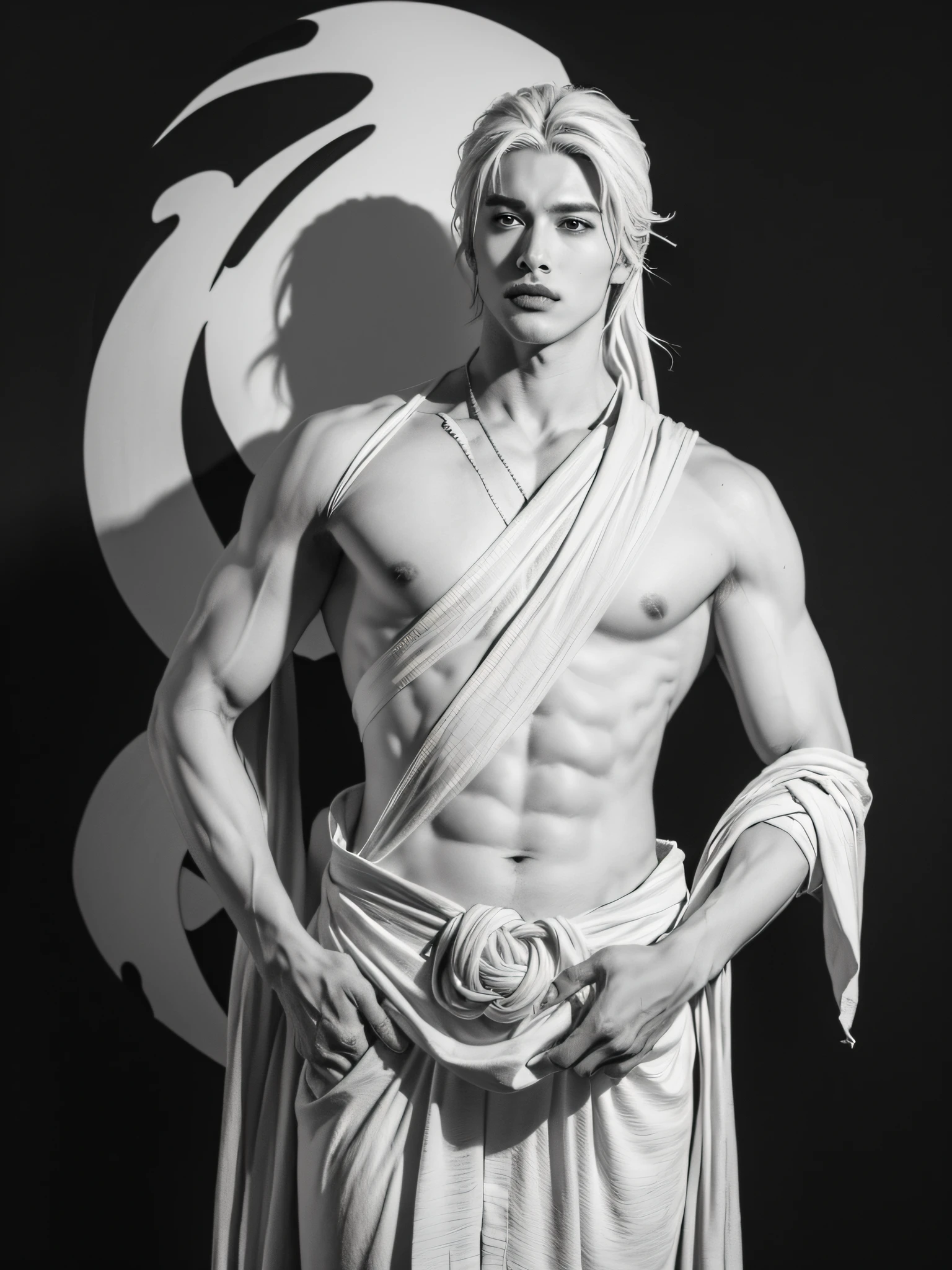 (david famous statue of david), ,an Chinese ink painting style,Simple lines,(line art:1.3),Black and white line drawing,Beautiful ink line art, Manhwa Style, black and white manga style, pencil and ink manga, black and white coloring