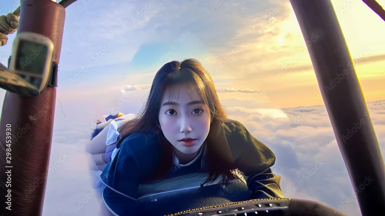 ((top-quality、in 8K、​masterpiece:1.3、Raw photo))、((A 20-year-old Japanese female idol with perfect beauty)), Super high quality photos, Flying high above the vast jungle, Below is a vast tropical jungle sea of clouds., (Photorealistic: 1.4), (hyper realisitic: 1.4), (Realistic: 1.3), (Smooth lighting: 1.05), (Improved film illumination quality: 0. 9), 32K, (Quality Improvement: 1.4), Cinematic lighting、((Flying above a vast sea of clouds)), ((A 20-year-old Japanese female idol with perfect beauty)), ((Perfect beauty)), ((Slim and beautiful proportions)), ((evening)), Very beautiful Japan idols, Slim legs, Wear a see-through shirt,