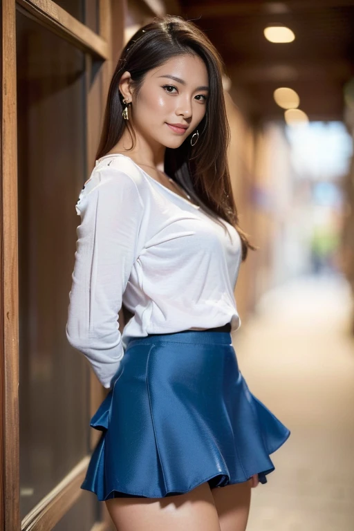 Costumes that change every time,((Never take off your underwear:1.4))((best qualtiy, 8K, tmasterpiece:1.3)), sharp:1.2, Perfect figure beautiful woman:1.4, Slim abs:1.2, ((Layered Hair Style, huge udder:1.2)), (Costumes that change every time：1.5），（Street：1.2），(((Pull up your skirt,  With their own hands.：1.5)))，Highly detailed facial and skin texture，A detailed eye，二重まぶた，A sideways glance at the camera，The color of the pants changes with just one image.,Sweet smile,((The woman in the back is wearing a skirt:1.4))