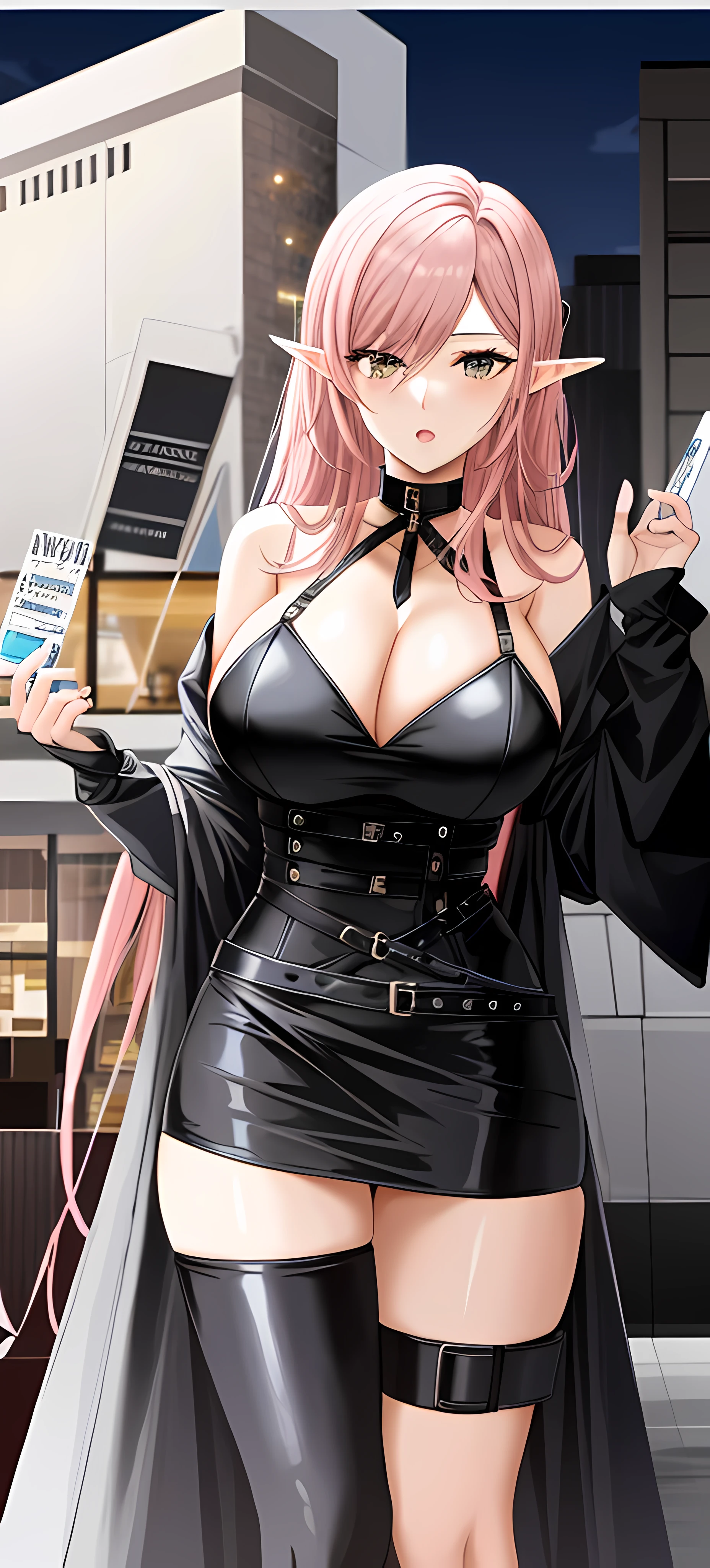 anime girl with pink hair and black dress posing for a picture, 2b, 2 b, anime girl wearing a black dress, seductive anime girl, tifa lockhart with white hair, v from devil may cry as an elf, from girls frontline, fine details. girls frontline, succubus in tight short dress, at pixiv, loli in dress