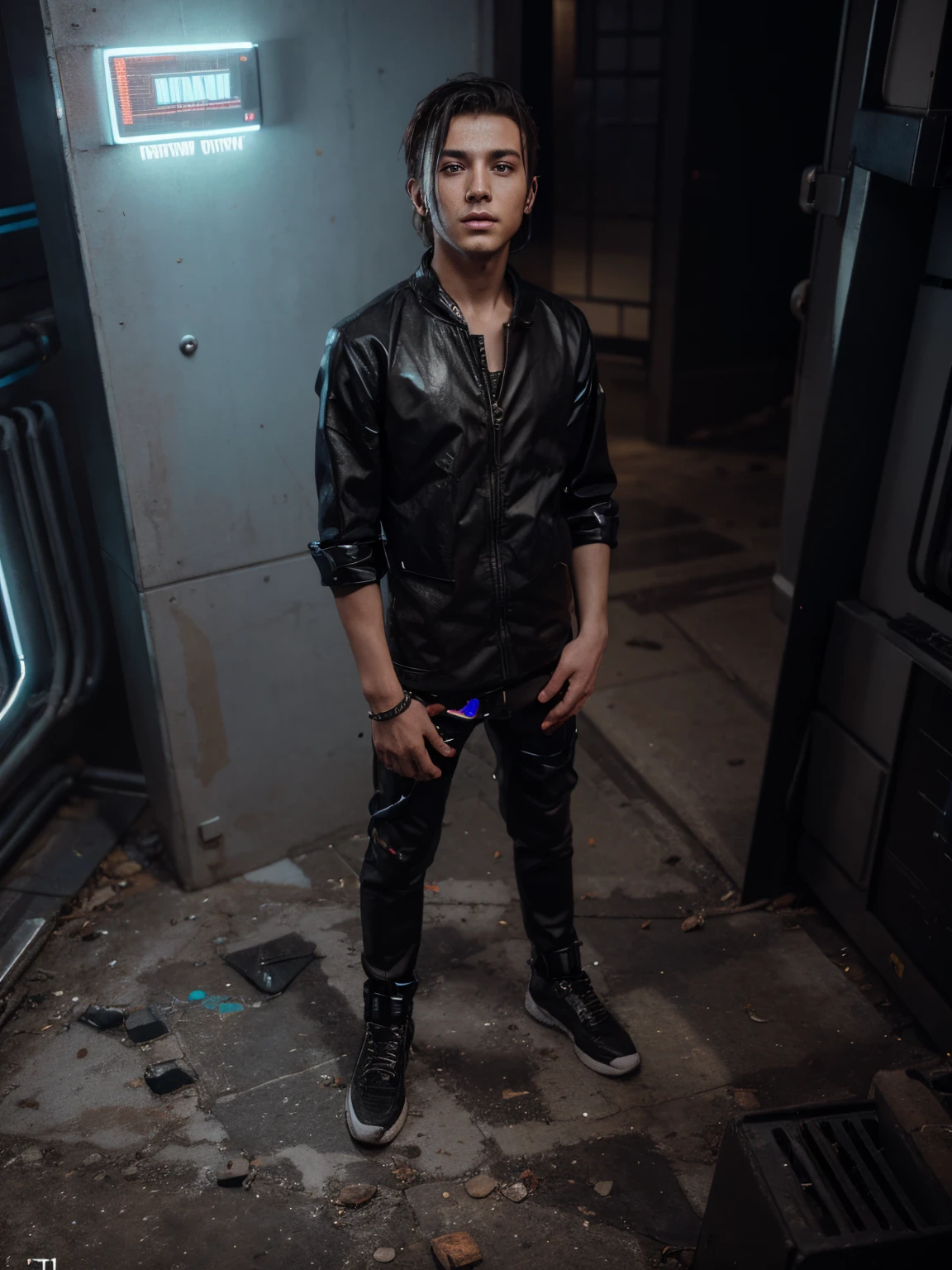 Handsome boy, cyberpunk, future, cute, body, background change, 8k, realistic image,