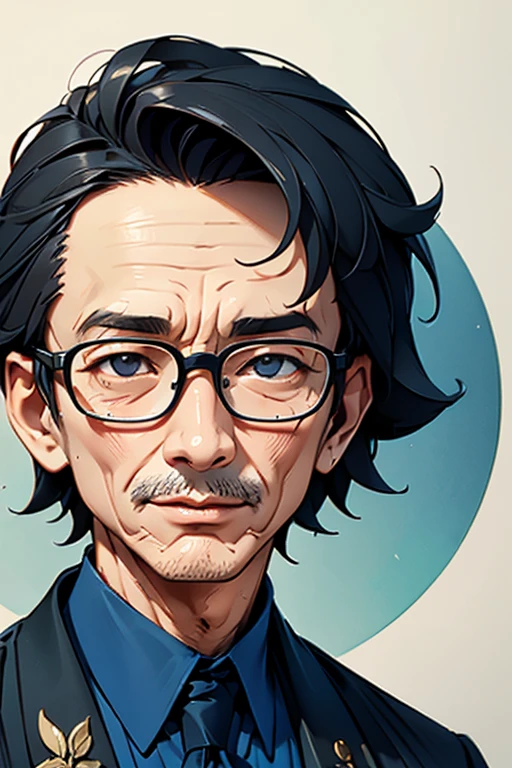 concierge、male people、50 years old、Portrait、illustratio、oblong