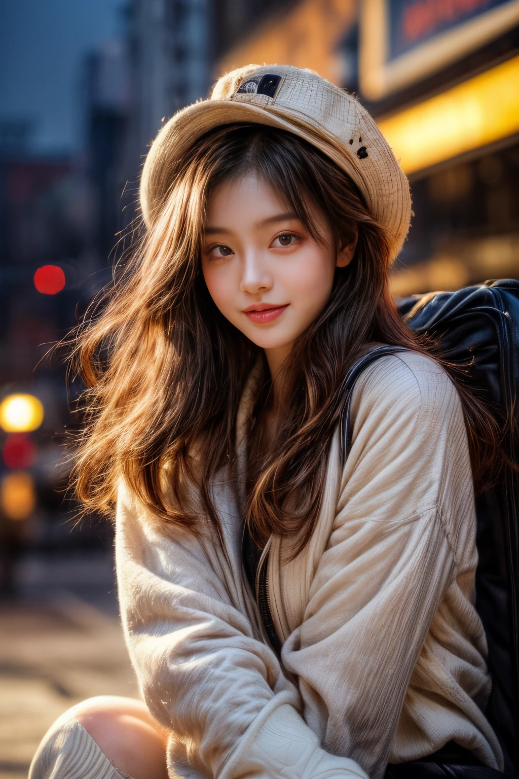 (32K,high-detail,high detal,hight resolution,highdensity,独奏:1.3),(Realistic people,Live Action,A detailed eye,High resolution eyes,Fine eyes,Eyes that look like they are alive,Beautiful dark blue eyes,Fishing eyes,detailed lips,Crystal clear white skin,detailed realistic faces:1.3),(Japanese ido,Korean Idols,model in Japan,Korean models,Korean K-Pop Female Idols:1.2),(with a flushed face,natural make up,a necklace,piercings,Navel piercing:1.4)(Military Cargo Pants,Colorful tops with a large silhouette,Coat with a large silhouette,Leather Boots,Knitted hats,Mode-type beautiful eyes casual:1.6),(well-shaped breasts:1.5),(Sexy and very beautiful Korean16 years old little girl,Cool eyes,little smiling,facing back,turned around,Looking at the camera,Fashion Leader,fashion modell,Soft skin,Unforgettable eyes,Eyes are too beautiful,I want to go to Paris Collection.,Cutting-edge fashion:1.6),(showing your whole body,Show full-body fashion,Fashion that stands out:1.7)