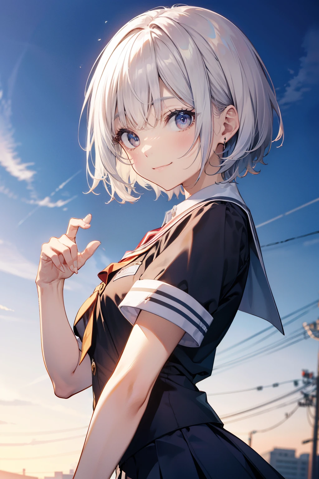 top-quality、Full limbs、complete fingers、Slender beauty、hi-school girl、Bery short hair、knee high、White School Swimsuit