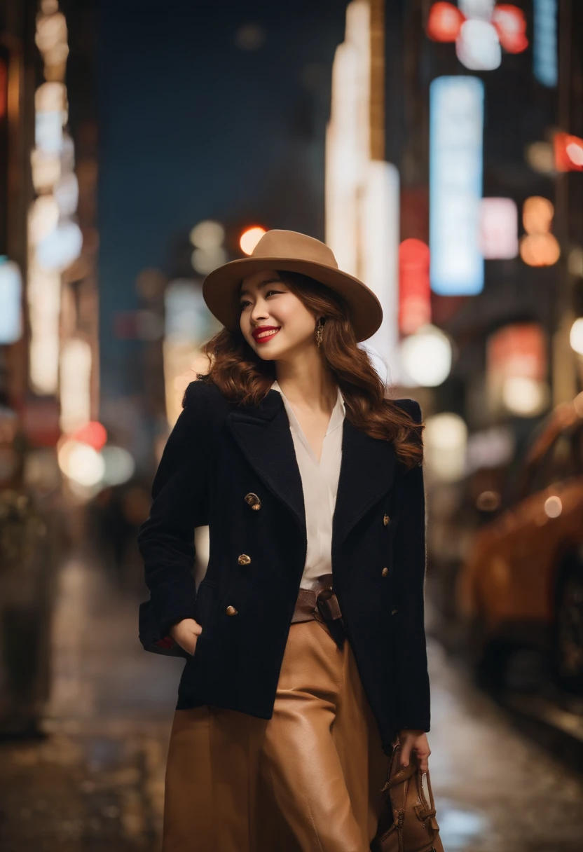 tmasterpiece、8K、32K、top-quality、(詳細な目)、(A lovely Japanese woman、By bangs)、23years old、1 girl in、Elegant、(light particules )、(Detailed background depiction、Potrat:1.2)、(A piece of:1.2)、new york winter、Morning、(boot:1.1)、cow boy shot、ssmile、head-shot