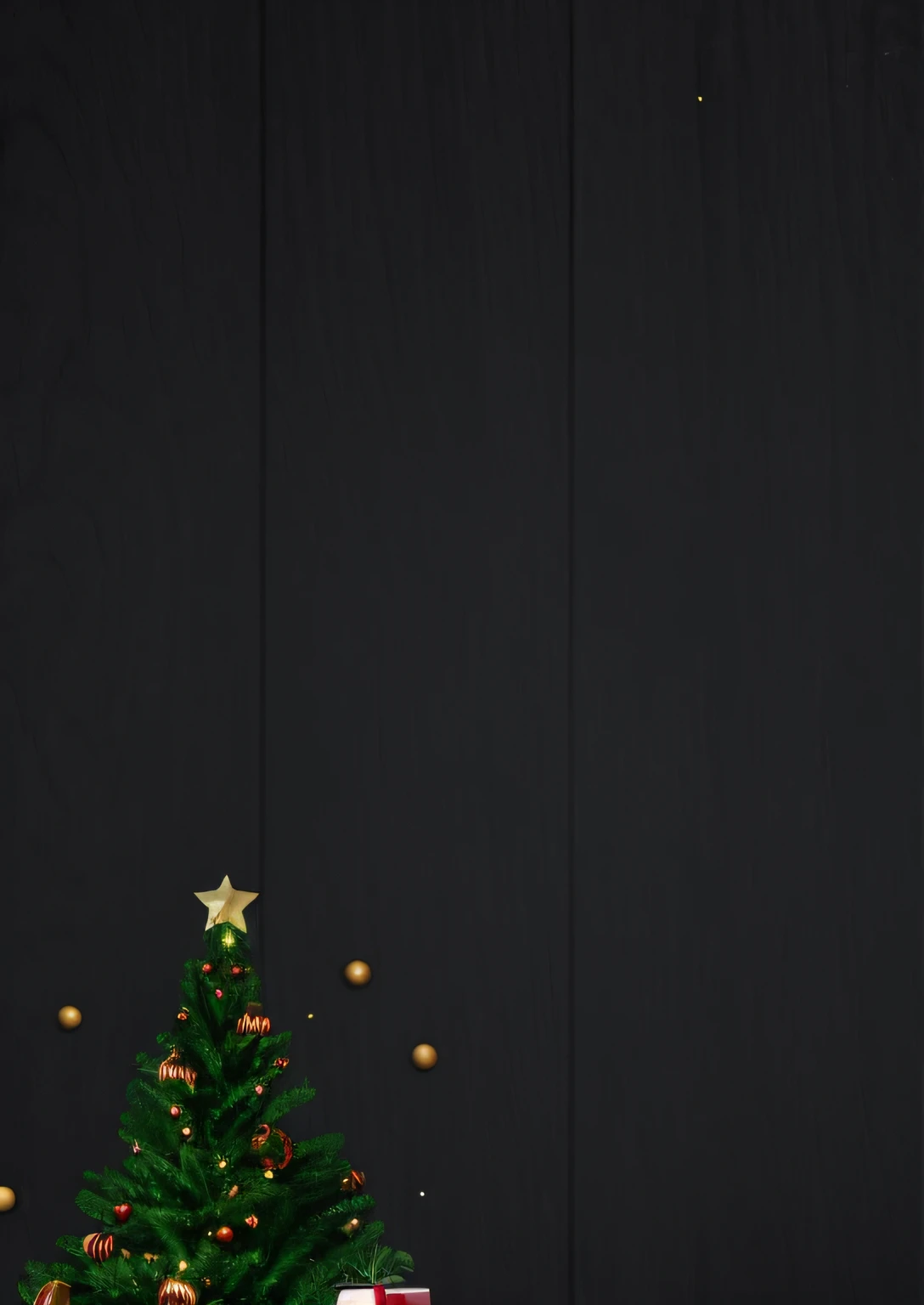 Christmas tree with presents and stars on black wooden background, 1128x191 resolution, solidbackground, phone background, background-image, Christmas, iphone background, iPhone 15 background, Simple background, without text, Black background), isolated background, dark in background, dark backgrounds, Black background, Black background Pinterest, Stars on black background