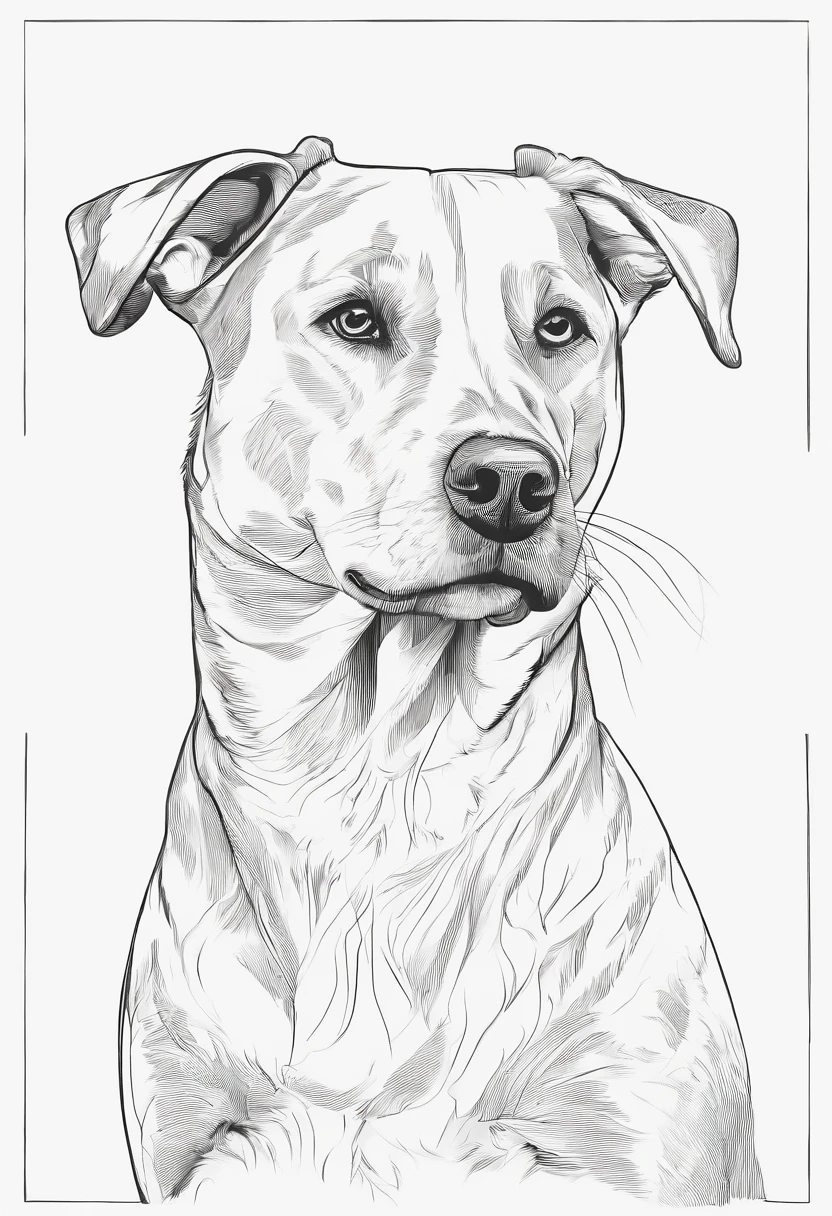 masterpiece, dog, alone, bust close-up, white background, monochrome, line drawing, ((sketch))