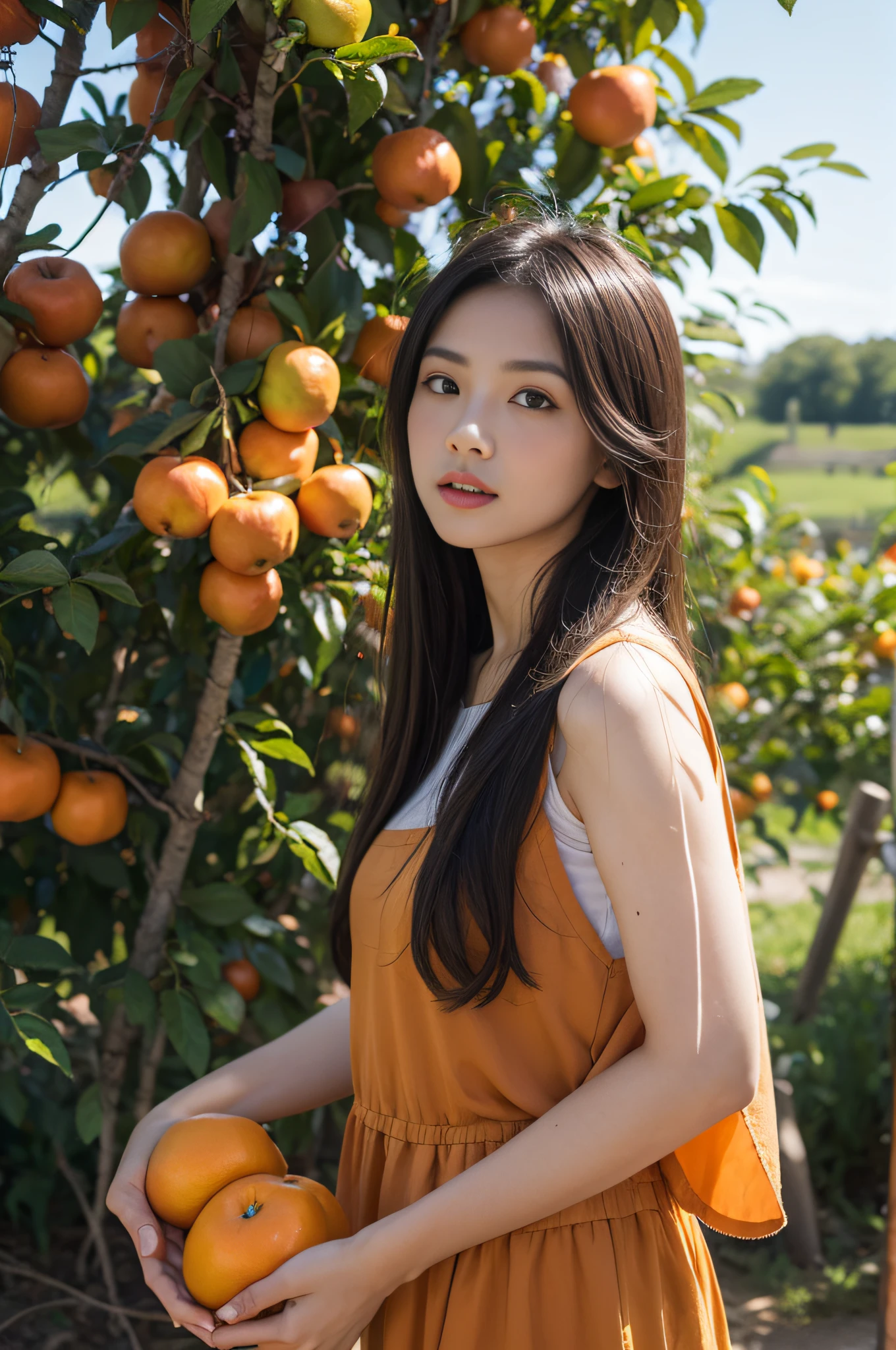 The orange，orchard，peasant