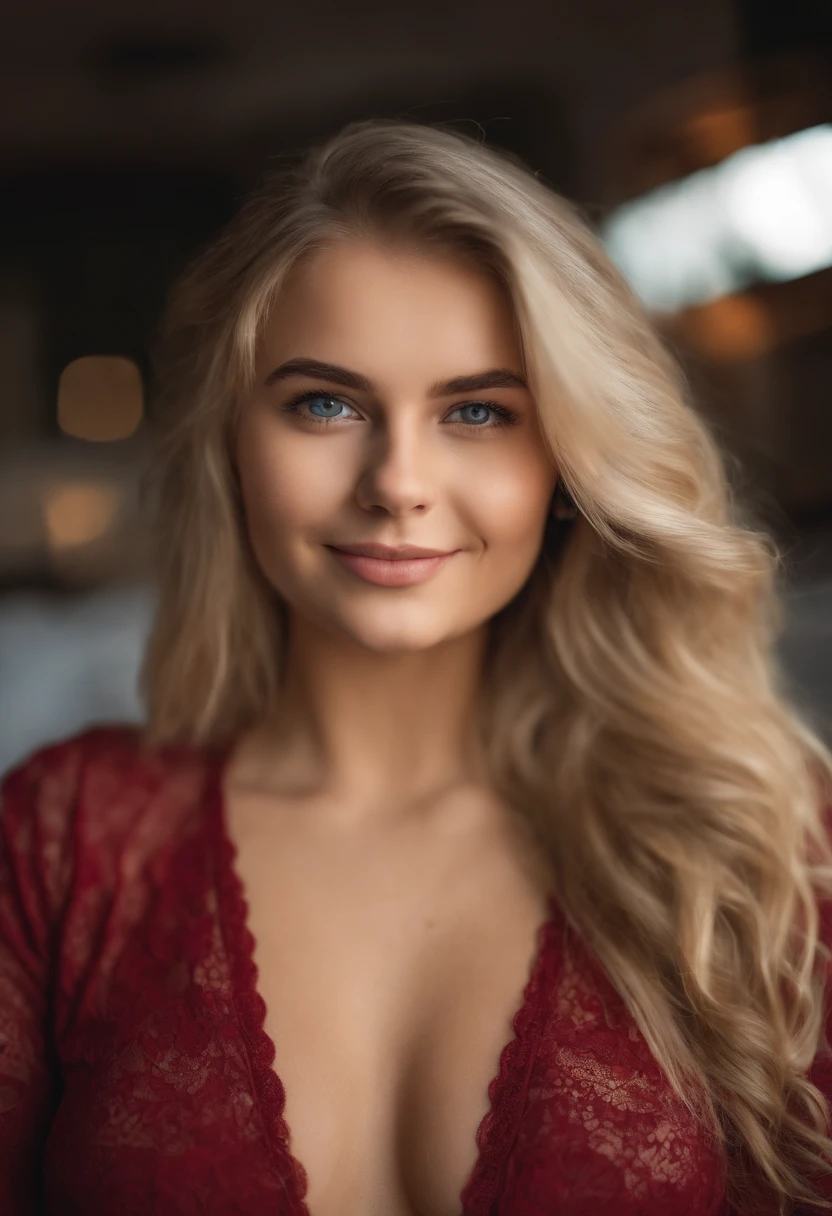 Girl 18 years old, fotoreallistisch, Niedliches Gesicht, Perfect Body, underware, durchschauen , Crop-Oberteil, Harte Brust , kurze blonde Haare, Perfekte Finger, Bett, extend, Gespreizte Beine, Selfie,