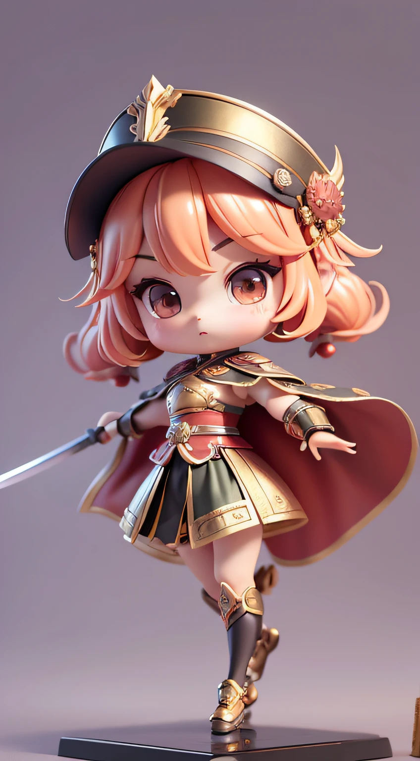 Masterpiece, Best Quality, Lots of Detail, (Full Body:1.2), Chibi, Girl on Fire, Red Hair, Tang Costume, Arrogant, Grinning, 3D Rendering, Q Print Style