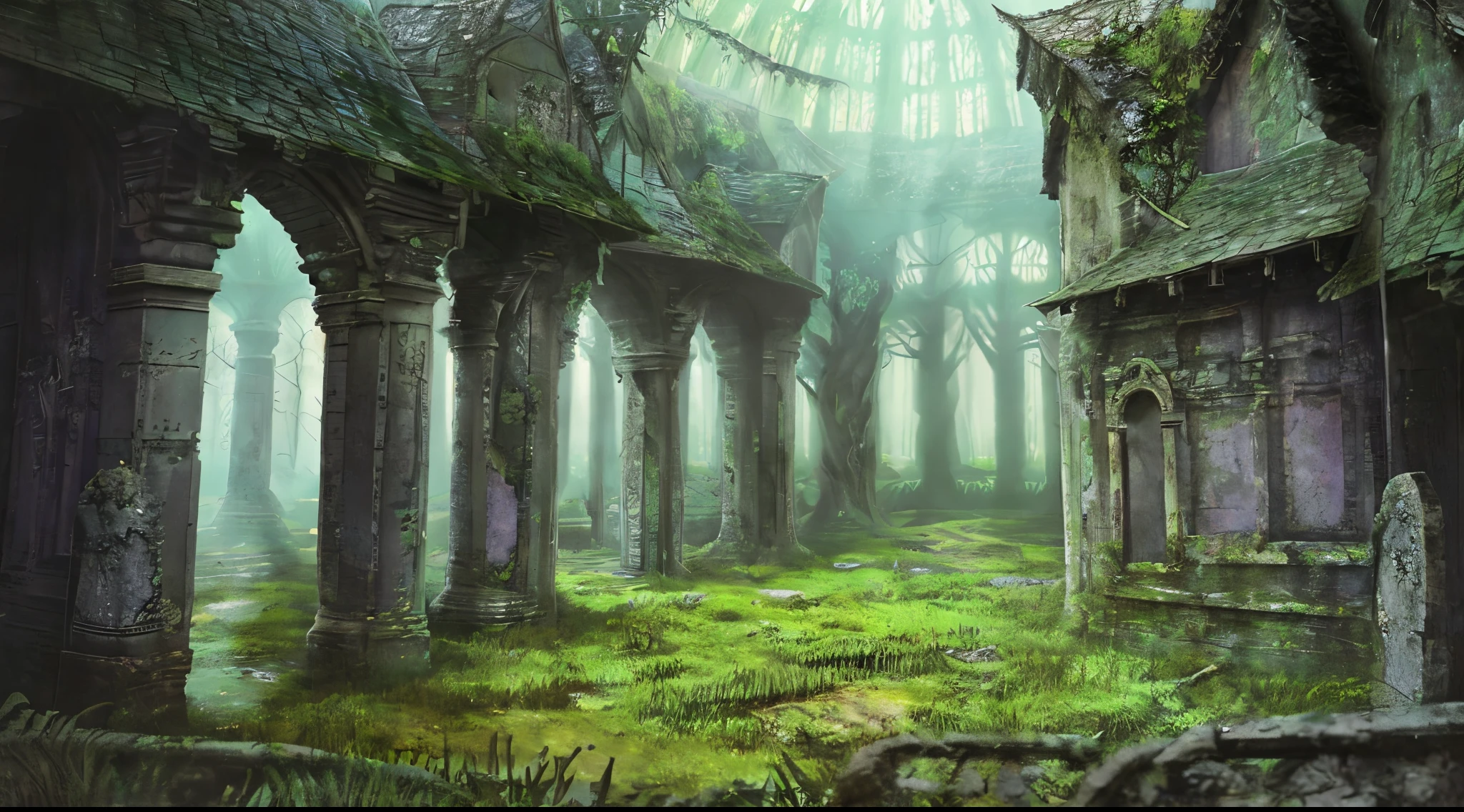 Stone architectural drawings,A tree grows on it, secret overgrown temple, ancient magical overgrown ruins, ancient ruins in the forest, ancient overgrown ruins, ancient overgrown! 废墟, entrance to ethereal realm, mysterious temple setting, entrance to an ancient dungeon, background depicting a temple, overgrown ruins, background is the ruins