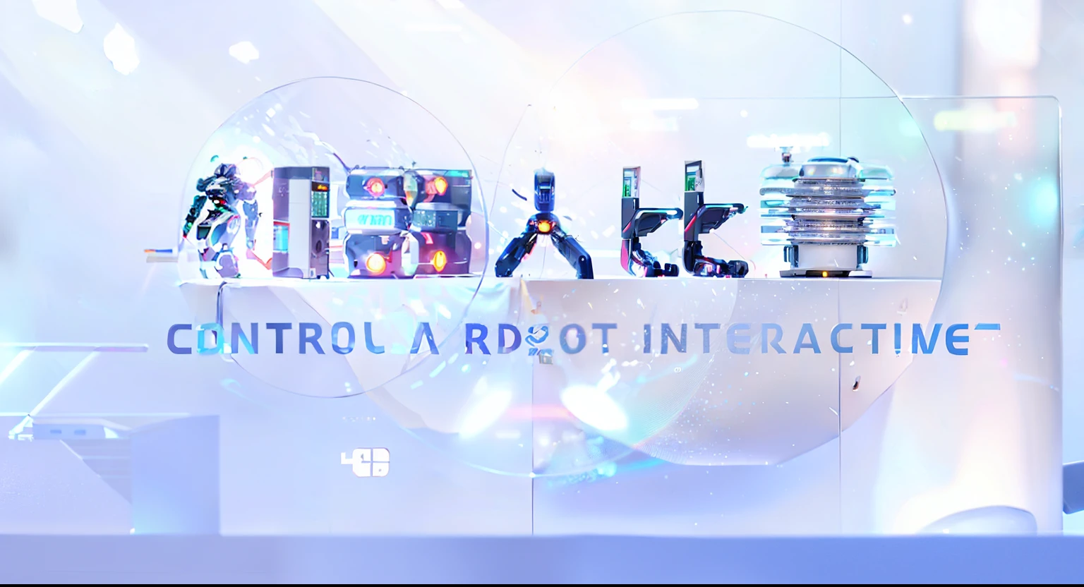 Image of a robot with the words "Control robot interaction", the most advanced humanoid robot, view is centered on the robot, droid, interface, Popular topics on cgstation, control, Integrated synthetic robot, friendly humanoid insect robot, Robotic, Human-machine interface, front cover of a new video game, we all need control
