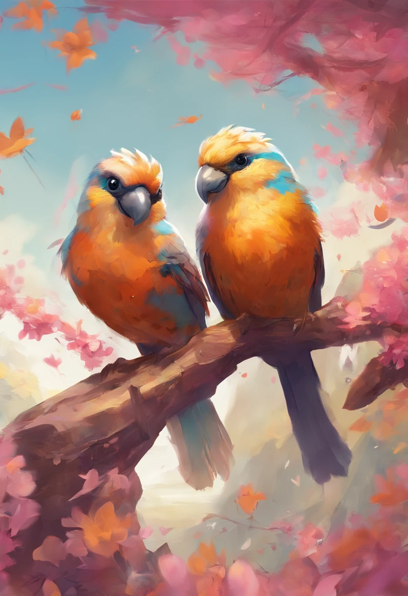 two happy bird