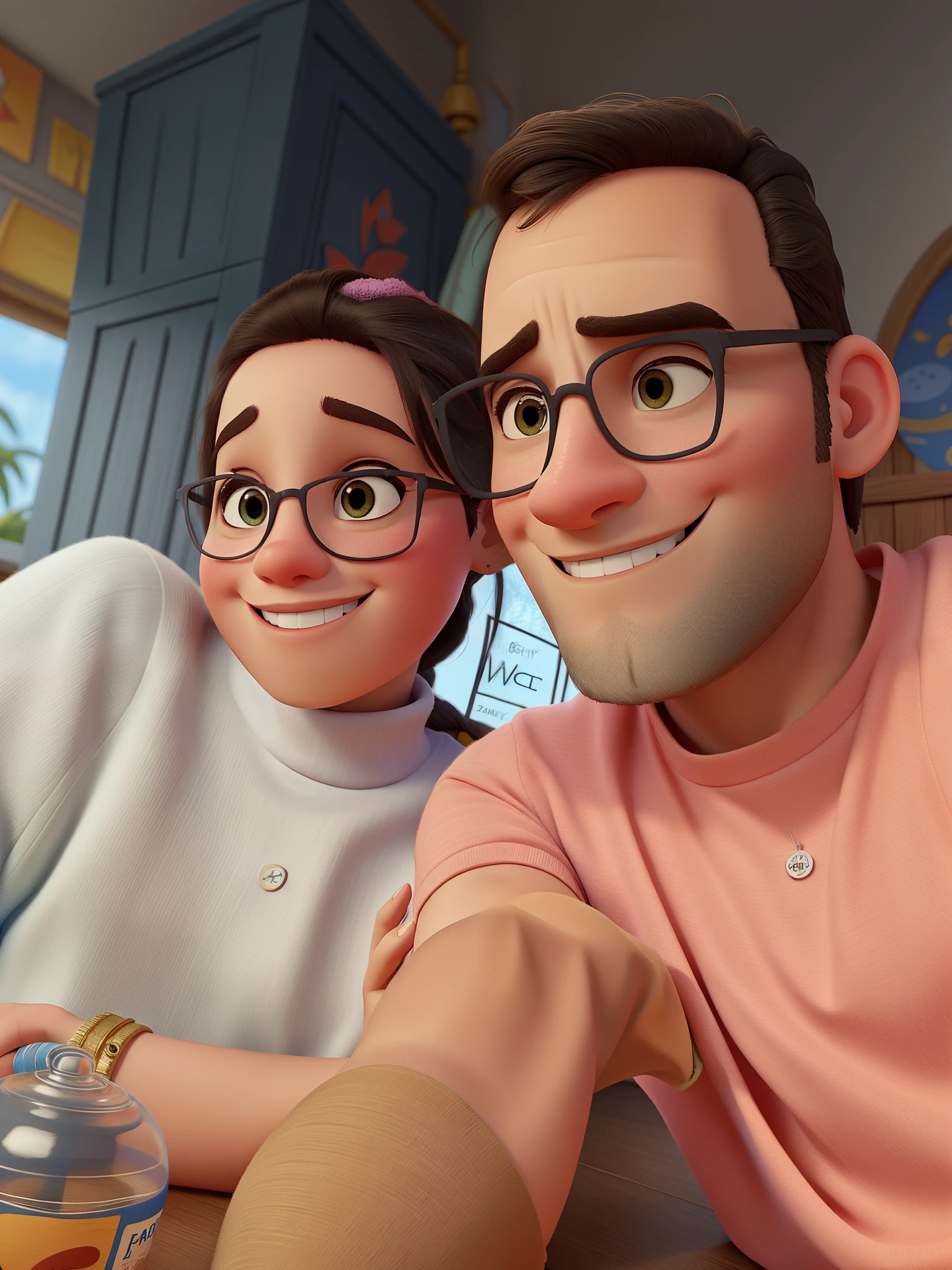 casal no estilo disney pixar, alta qualidade, melhor qualidade