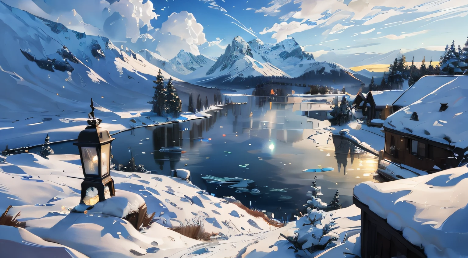 Top view, there is a car driving ahead on the highway, flowers and trees nearby, lakes in the distance, mountains in the distance, a large number of clouds, heavy light, a bird in the sky, BREAK making art, (warm light source: 1.2), a lot of blue and green, intricate details, volumetric lighting BREAK (Masterpiece: 1.2), (Best Quality), 4K, Ultra Detailed, (Dynamic Composition: 1.4), Detailed, Colorful, (Iridescent: 1.2), (Glow, Atmospheric Lighting), Dream, Magic, (Solo: 1.2)